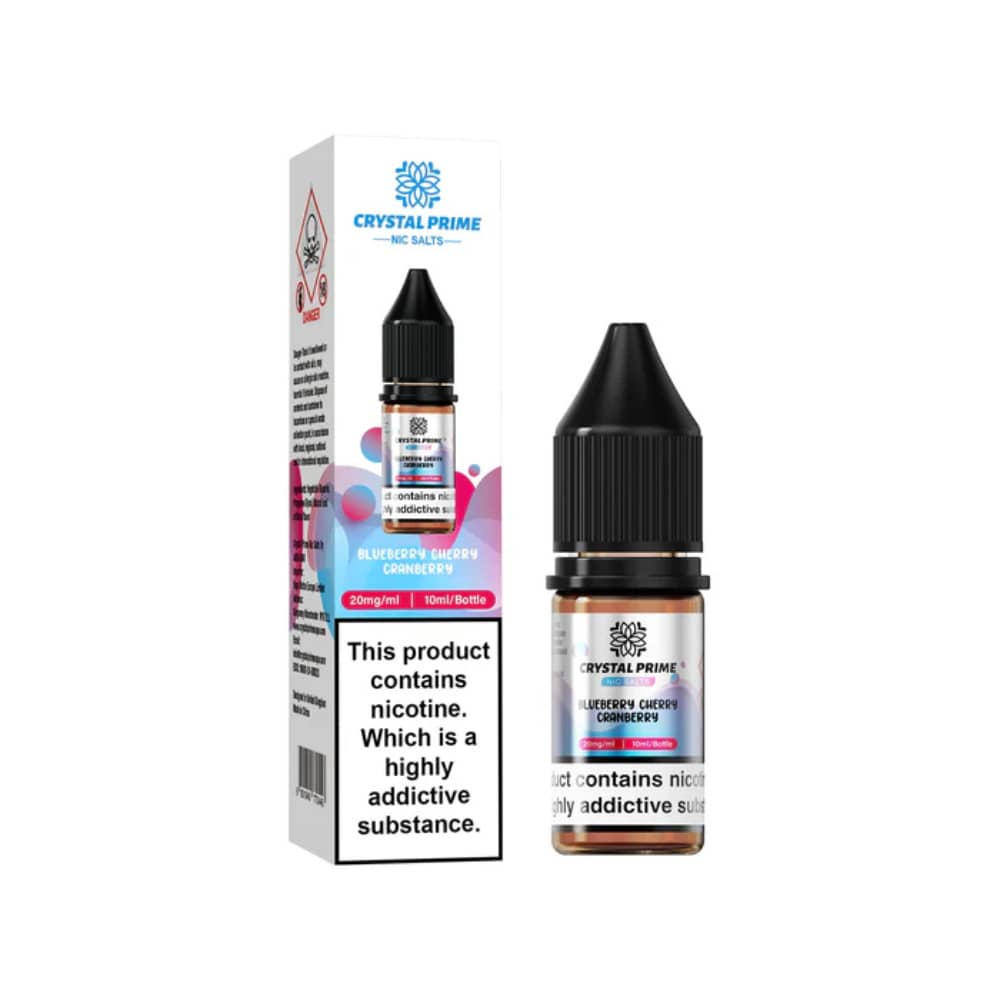 Crystal Prime Nic Salts E-Liquids 10ml Box of 10 Blueberry Cherry Cranberry 20mg