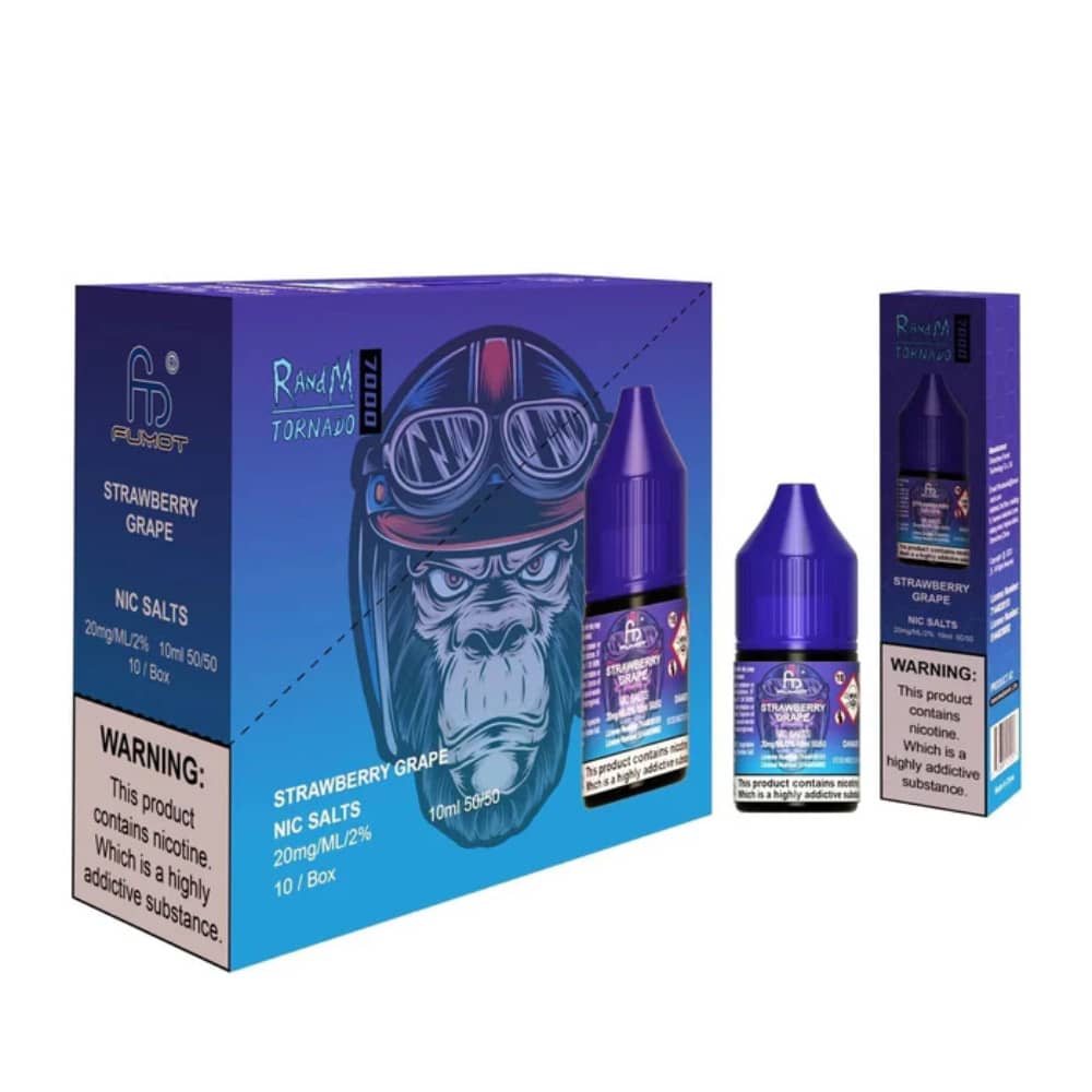 RandM 7000 Nic Salts E-Liquids 10ml Box of 10 Strawberry Grape