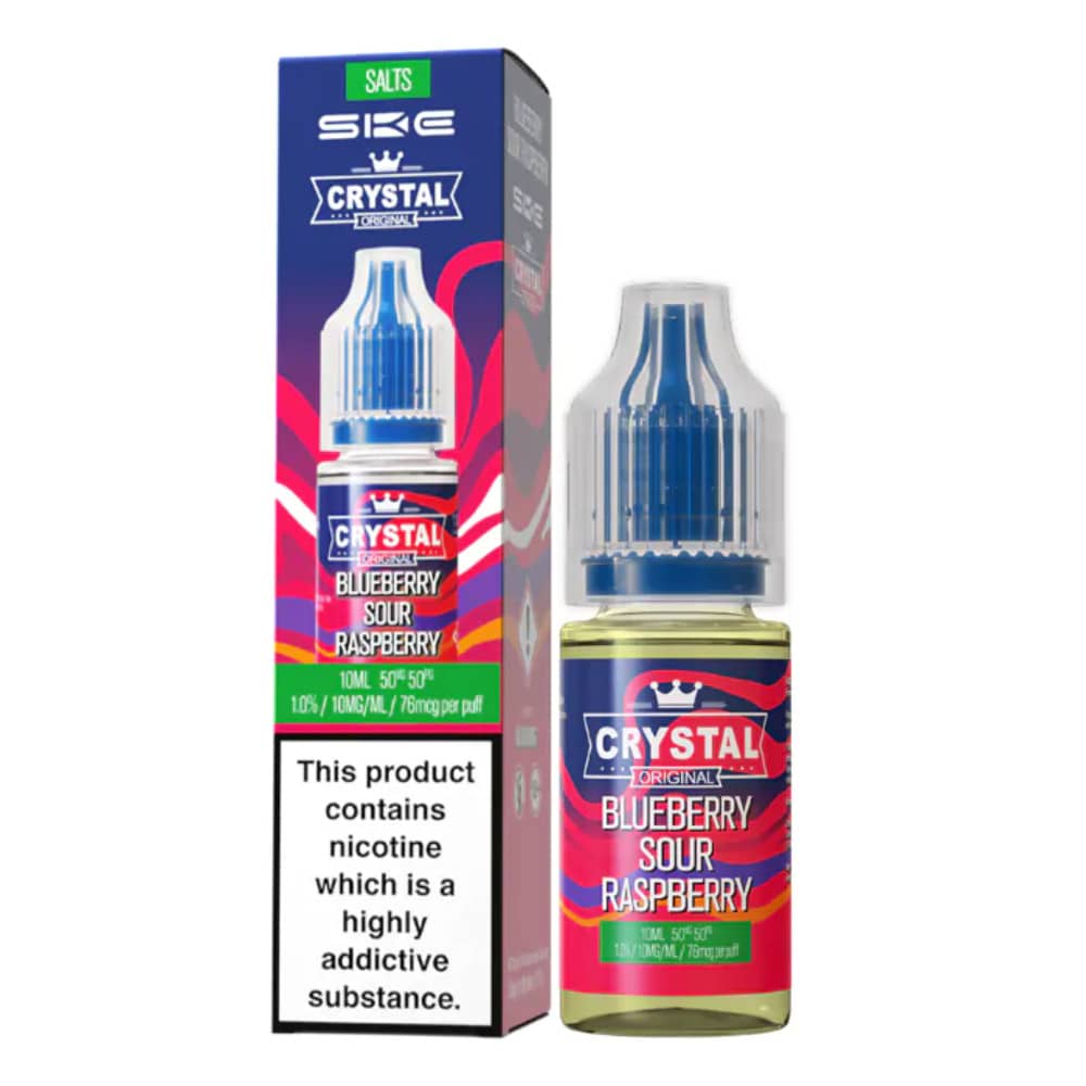 Ske Crystal Nic Salts E-Liquids 10ml Box of 10 Blueberry Sour Raspberry 20mg