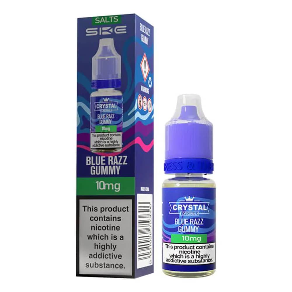 Ske Crystal Nic Salts E-Liquids 10ml Box of 10 Blue Razz Gummy 20mg