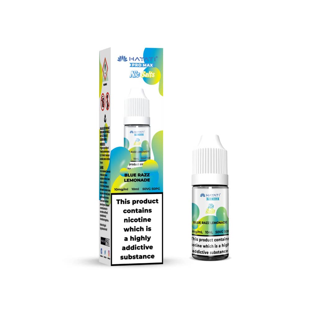 Hayati Pro Max Nic Salts E-Liquids 10ml Box of 10 Blue Razz Lemonade 10mg