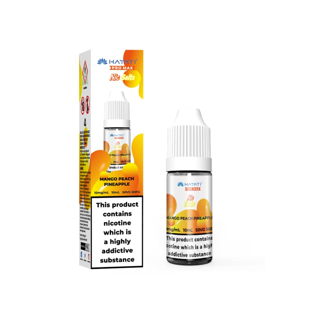 Hayati Pro Max Nic Salts E-Liquids 10ml Box of 10 Mango Peach Pineapple 10mg