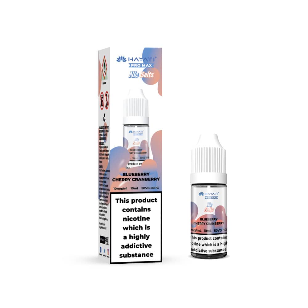 Hayati Pro Max Nic Salts E-Liquids 10ml Box of 10 Blueberry Cherry Cranberry 20mg