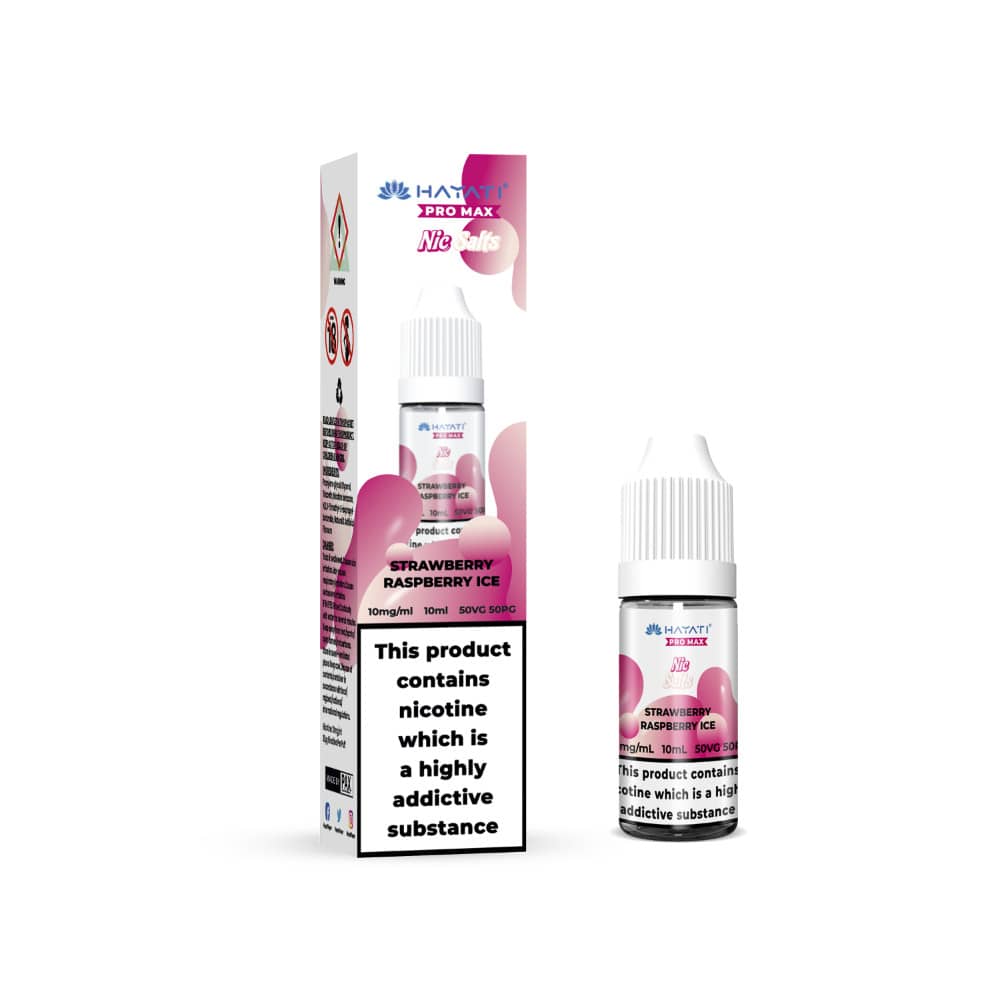 Hayati Pro Max Nic Salts E-Liquids 10ml Box of 10 Strawberry Raspberry Ice 20mg