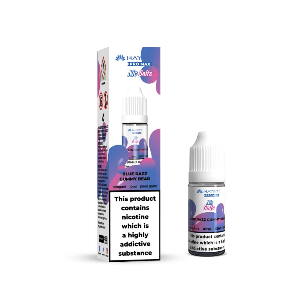 Hayati Pro Max Nic Salts E-Liquids 10ml Box of 10 Blue Razz Gummy Bear 20mg