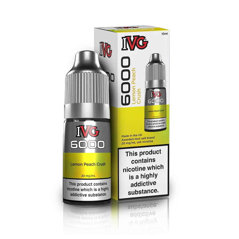 IVG 6000 Nic Salts e liquids 10ml Box of 10 Lemon Peach Crush 20mg