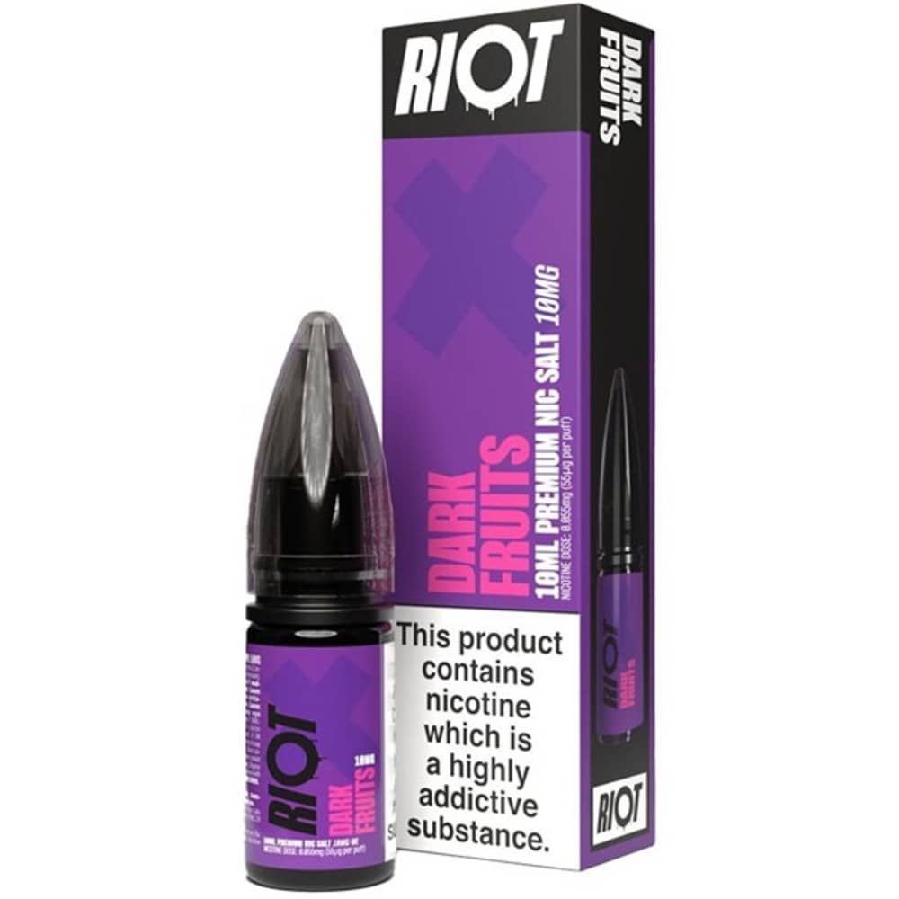 Riot X Nic Salts e liquids 10ml Box of 10 Dark Fruits 10mg