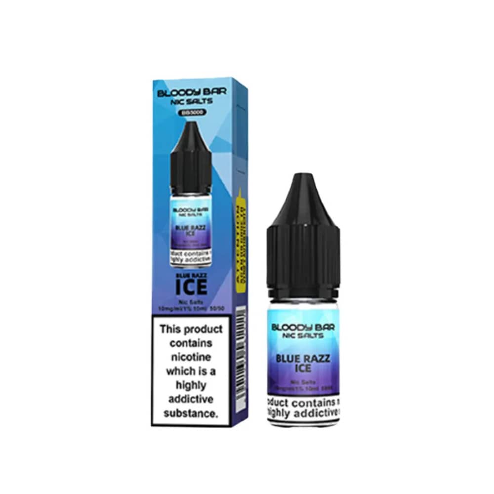 Bloody Bar Nic Salts e liquids 10ml Box of 10 Blue Razz Ice 10mg