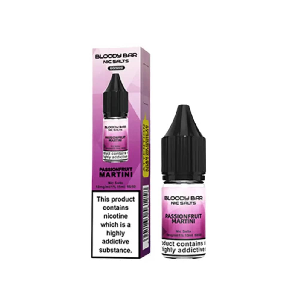 Bloody Bar Nic Salts e liquids 10ml Box of 10 Passionfruit Martini 10mg