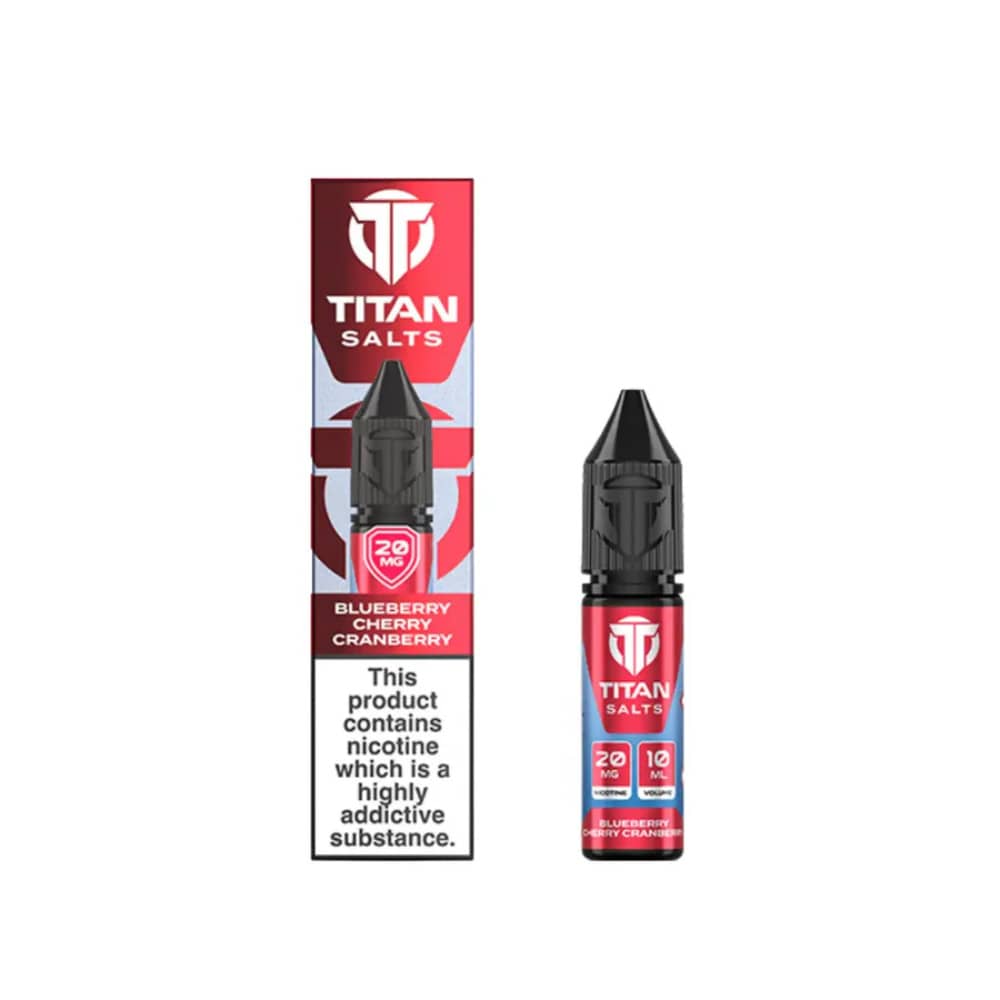 Titan Nic Salts e liquids 10ml Box of 10 Blueberry Cherry Cranberry 10mg