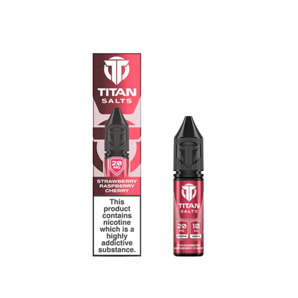Titan Nic Salts e liquids 10ml Box of 10 Strawberry Raspberry Cherry 10mg