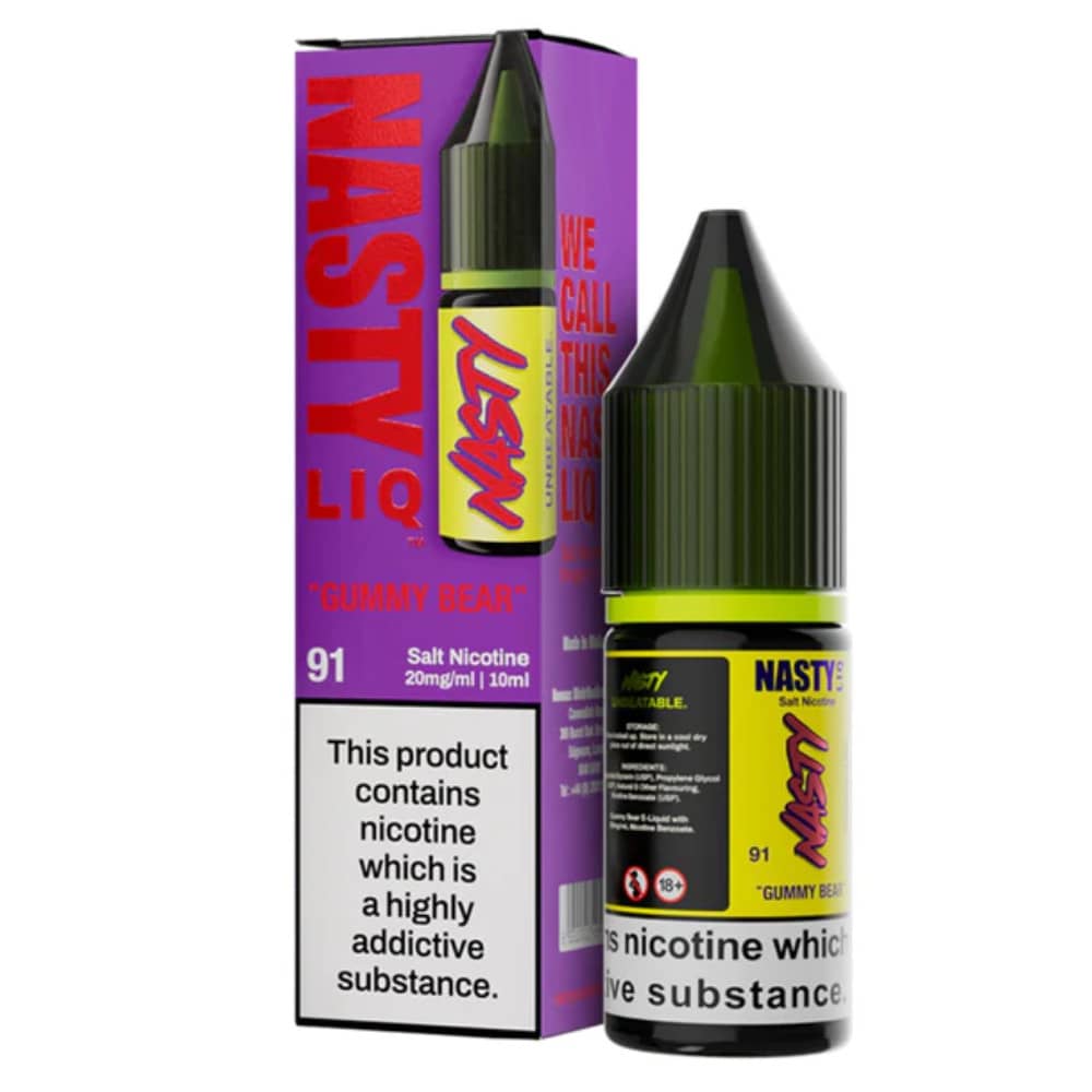 Nasty Liq Nic Salts e liquids 10ml Box of 10 Gummy Bear 20mg