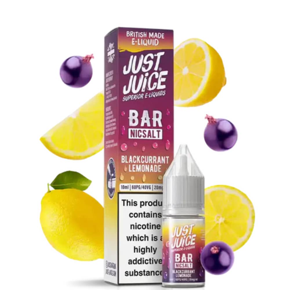 Just Juice Bar Nic Salts e liquids 10ml Box of 10 Blackcurrant Lemonade 20mg