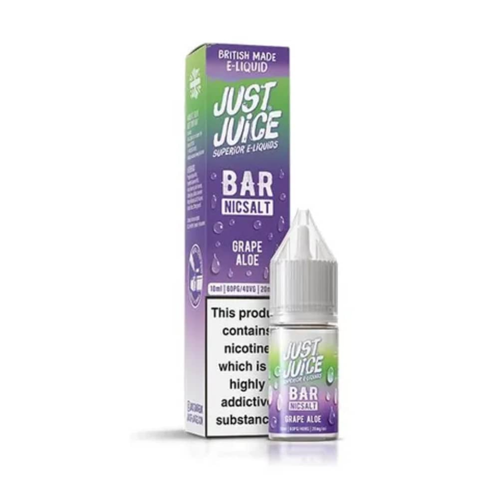 Just Juice Bar Nic Salts e liquids 10ml Box of 10 Grape Aloe 10mg