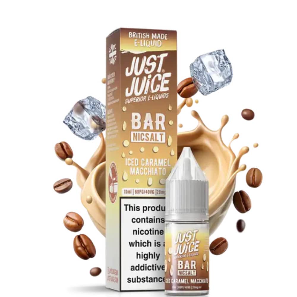 Just Juice Bar Nic Salts e liquids 10ml Box of 10 Iced Caramel Macchiato 10mg