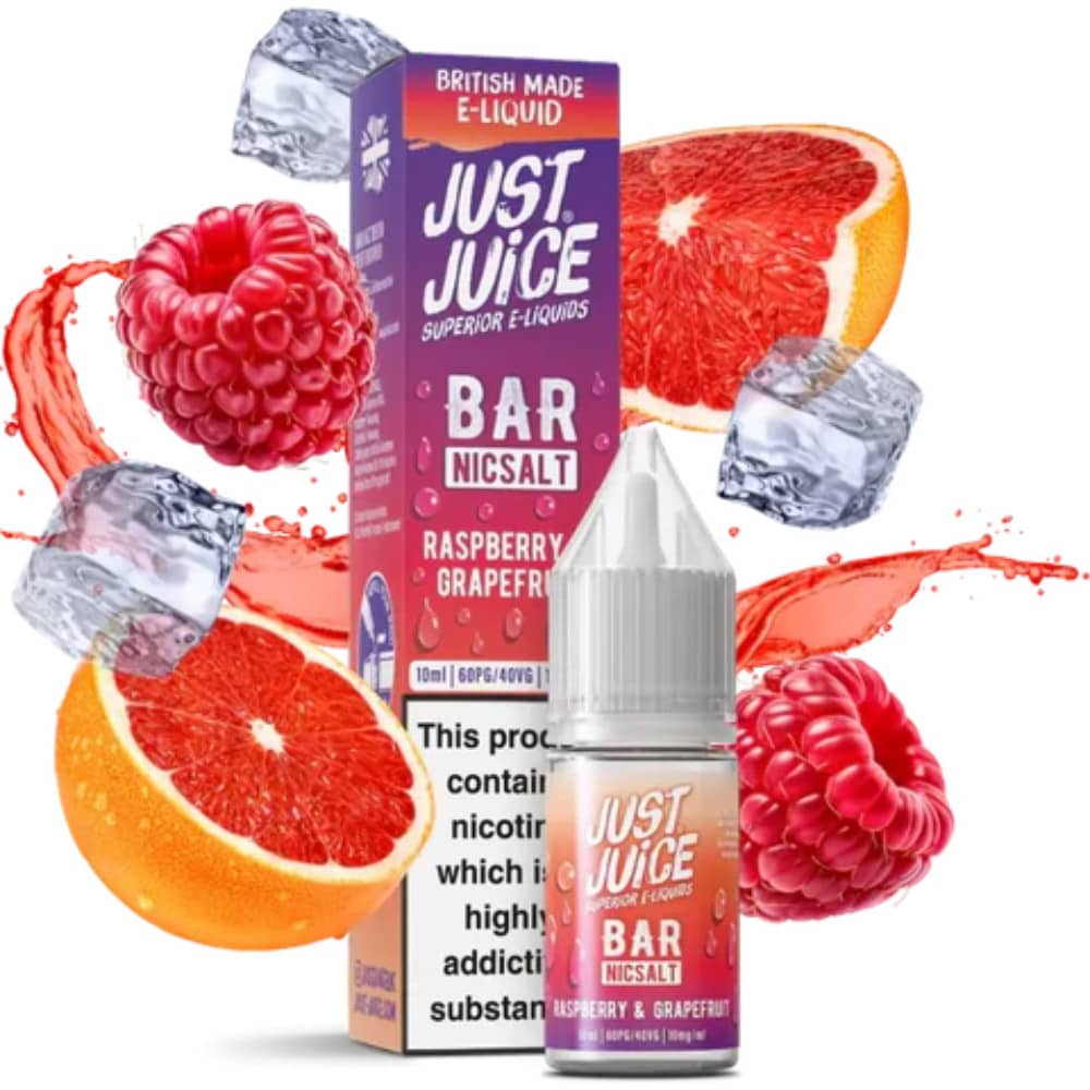 Just Juice Bar Nic Salts e liquids 10ml Box of 10 Raspberry & Grapefruit 10mg