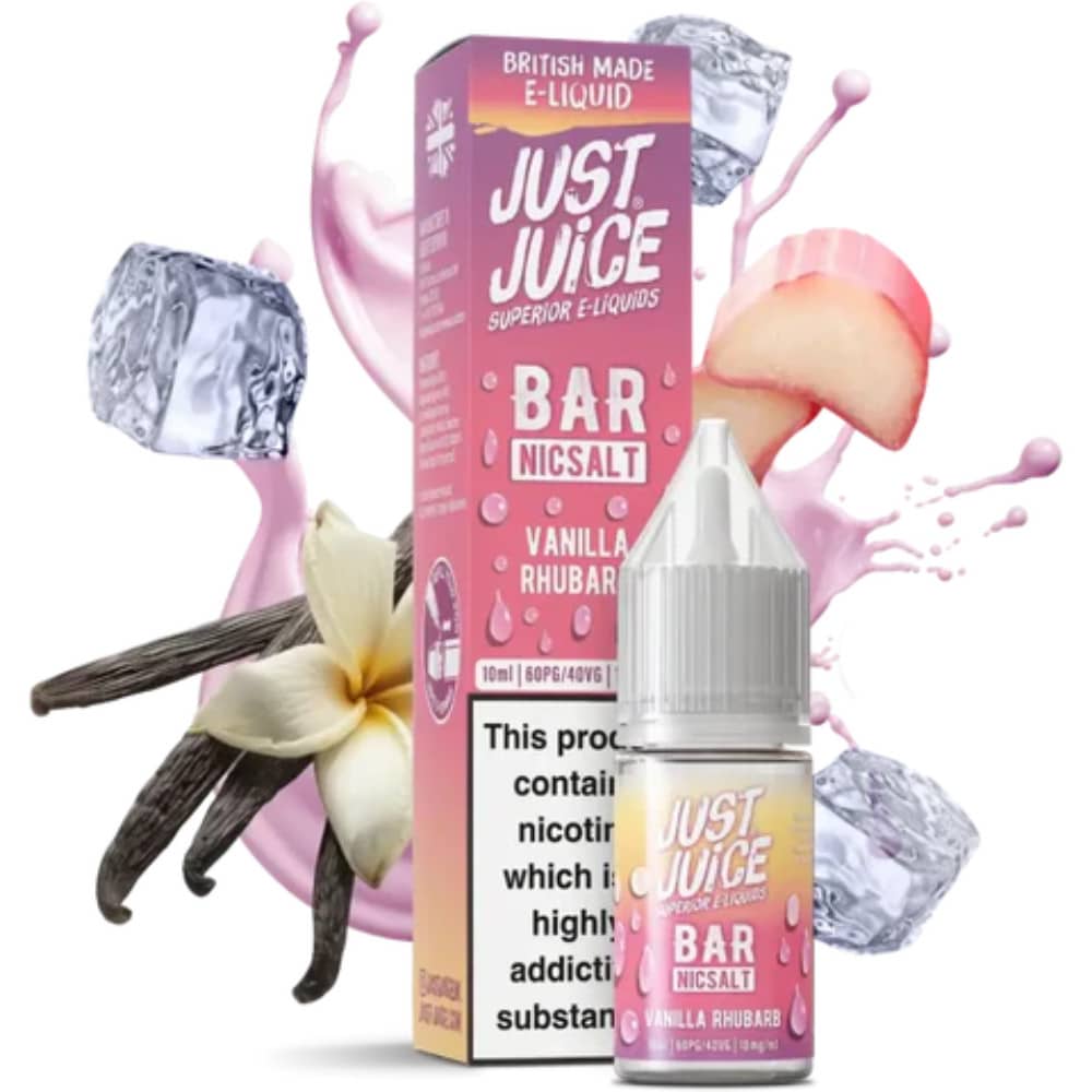 Just Juice Bar Nic Salts e liquids 10ml Box of 10 Vanilla Rhubarb 20mg