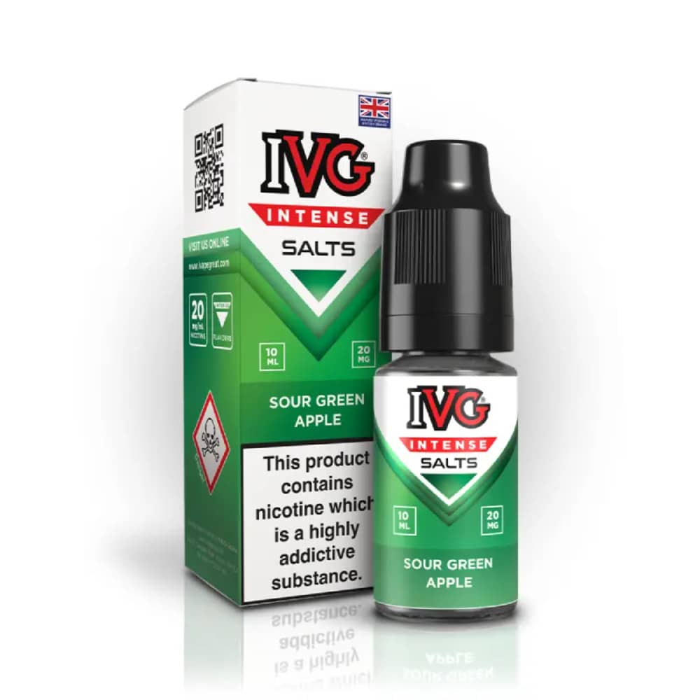 IVG Intense Nic Salts e liquids 10ml Box of 10 Sour Green 10mg