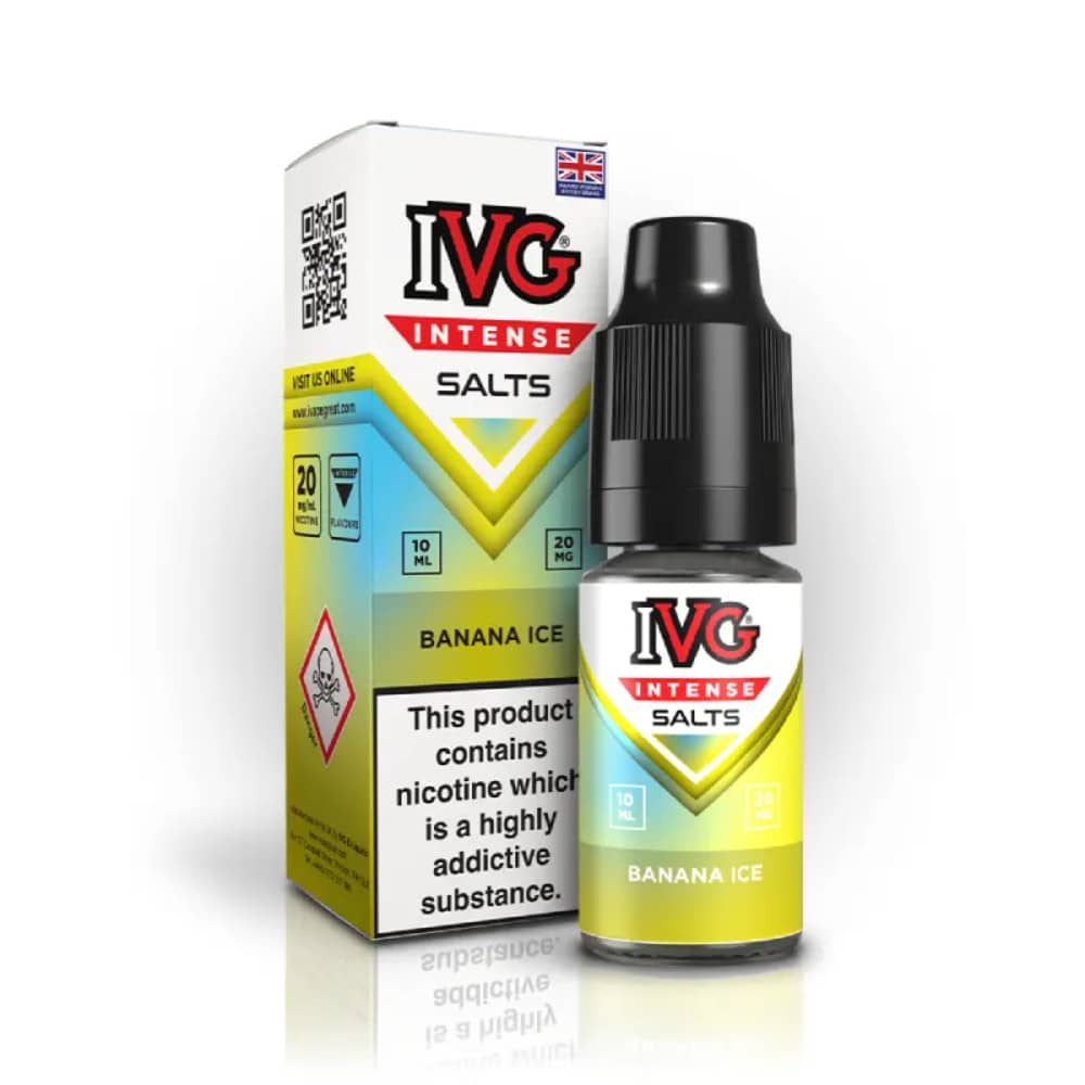 IVG Intense Nic Salts e liquids 10ml Box of 10 Banana Ice 20mg