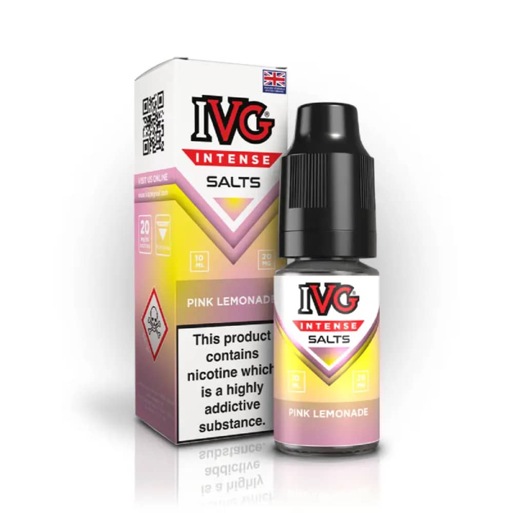 IVG Intense Nic Salts e liquids 10ml Box of 10 Pink Lemonade 20mg