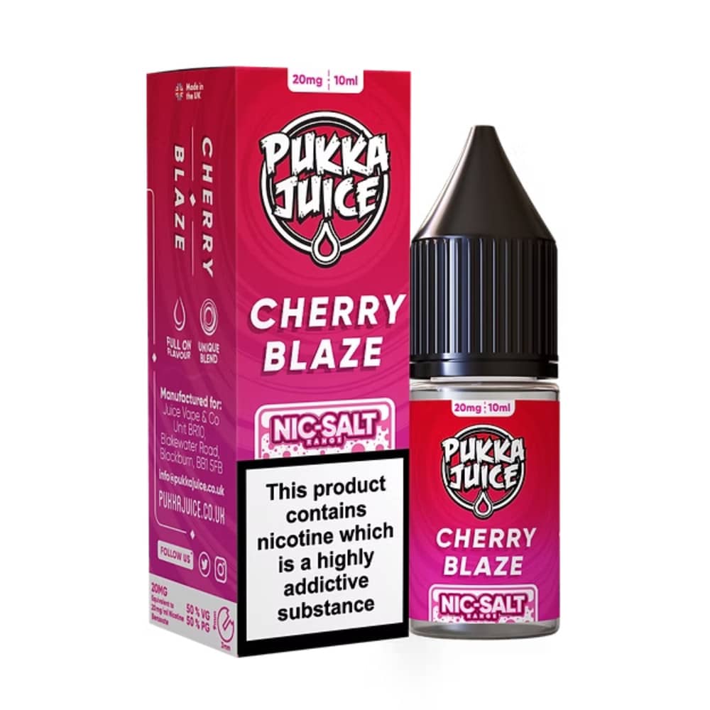 Pukka Juice Nic Salts e liquids 10ml Box of 10 Cherry Blaze 10mg