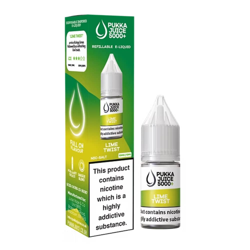 Pukka Juice 5000+ Nic Salts e liquids 10ml Box of 10 Lemon Twist 20mg