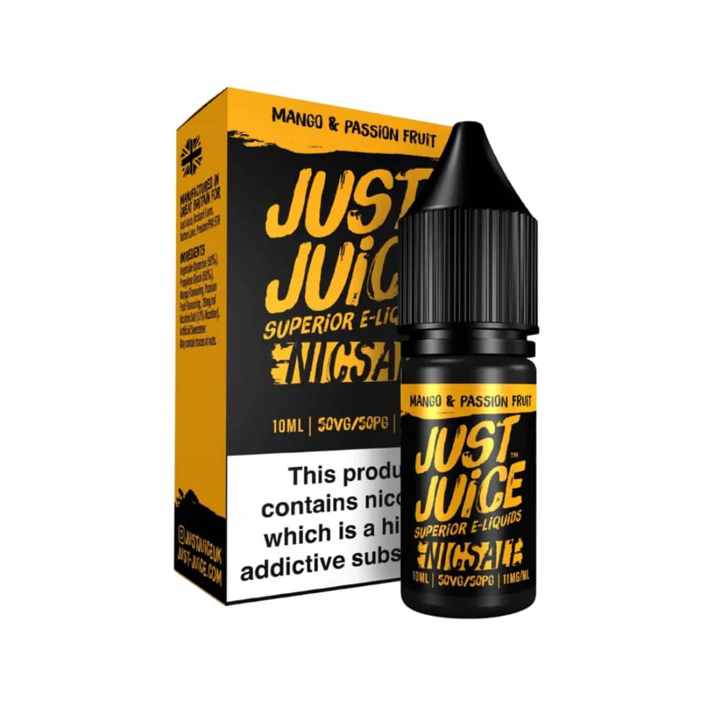 Just Juice Original Nic Salts e liquids 10ml Box of 5 Mango Passion Fruit 20mg