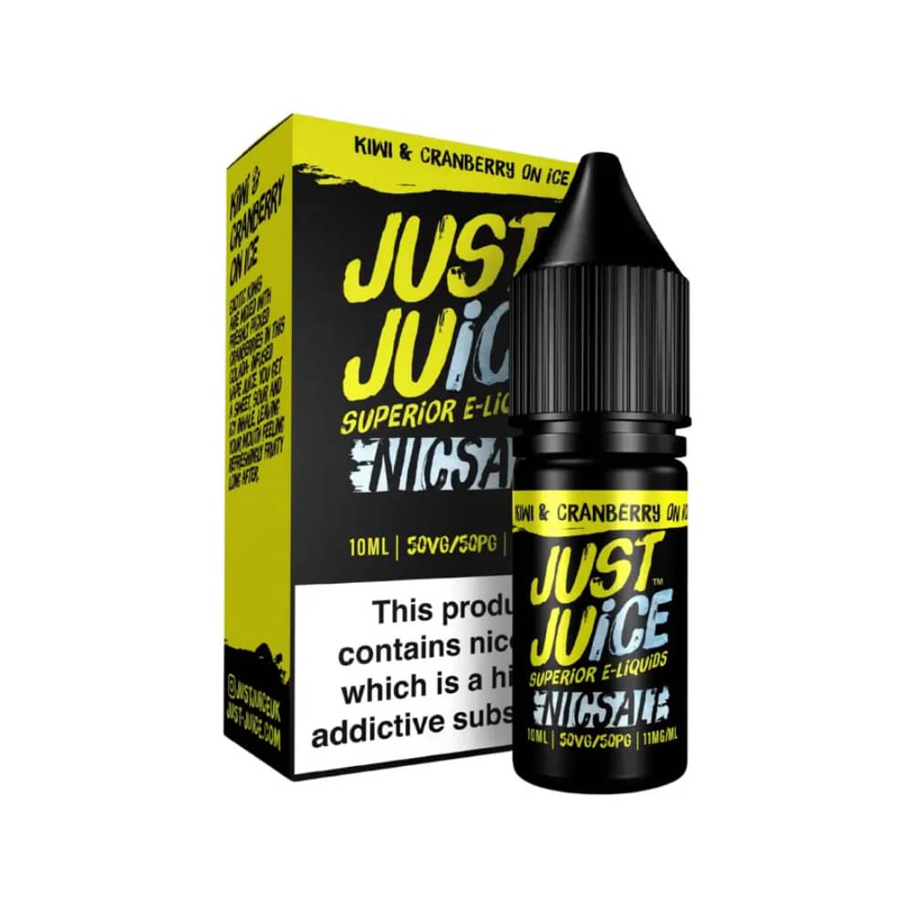 Just Juice Original Nic Salts e liquids 10ml Box of 5 Kiwi Cranberry On Ice 10mg