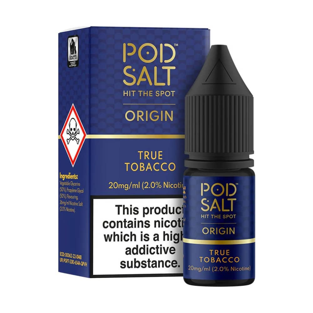 Pod Salt Origin Nic Salts e liquids 10ml Box of 5 True Tobacco 10mg