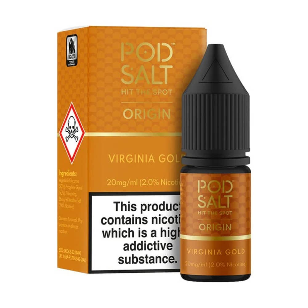 Pod Salt Origin Nic Salts e liquids 10ml Box of 5 Virgina Gold 10mg