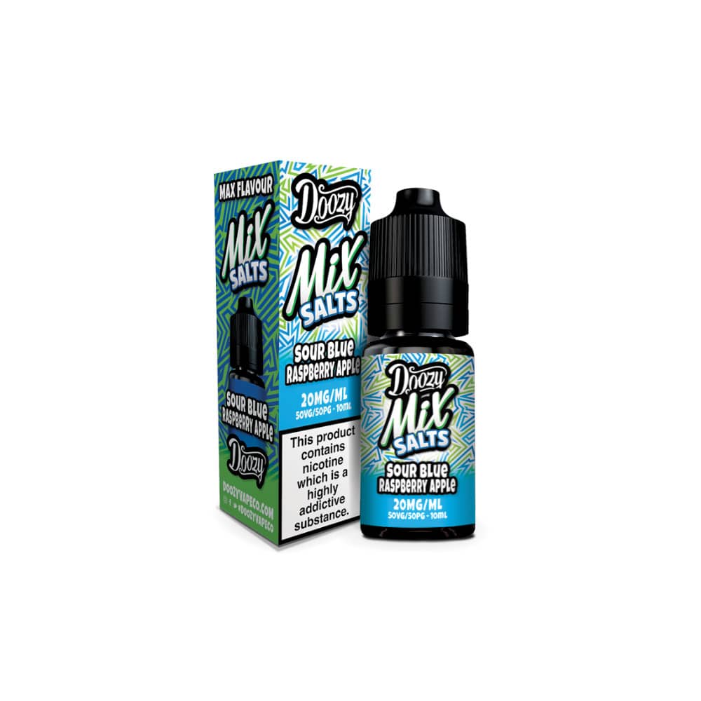 Doozy Mix Nic Salts 10ml e liquids 10ml Box of 10 Sour Blue Raspberry Apple 10mg