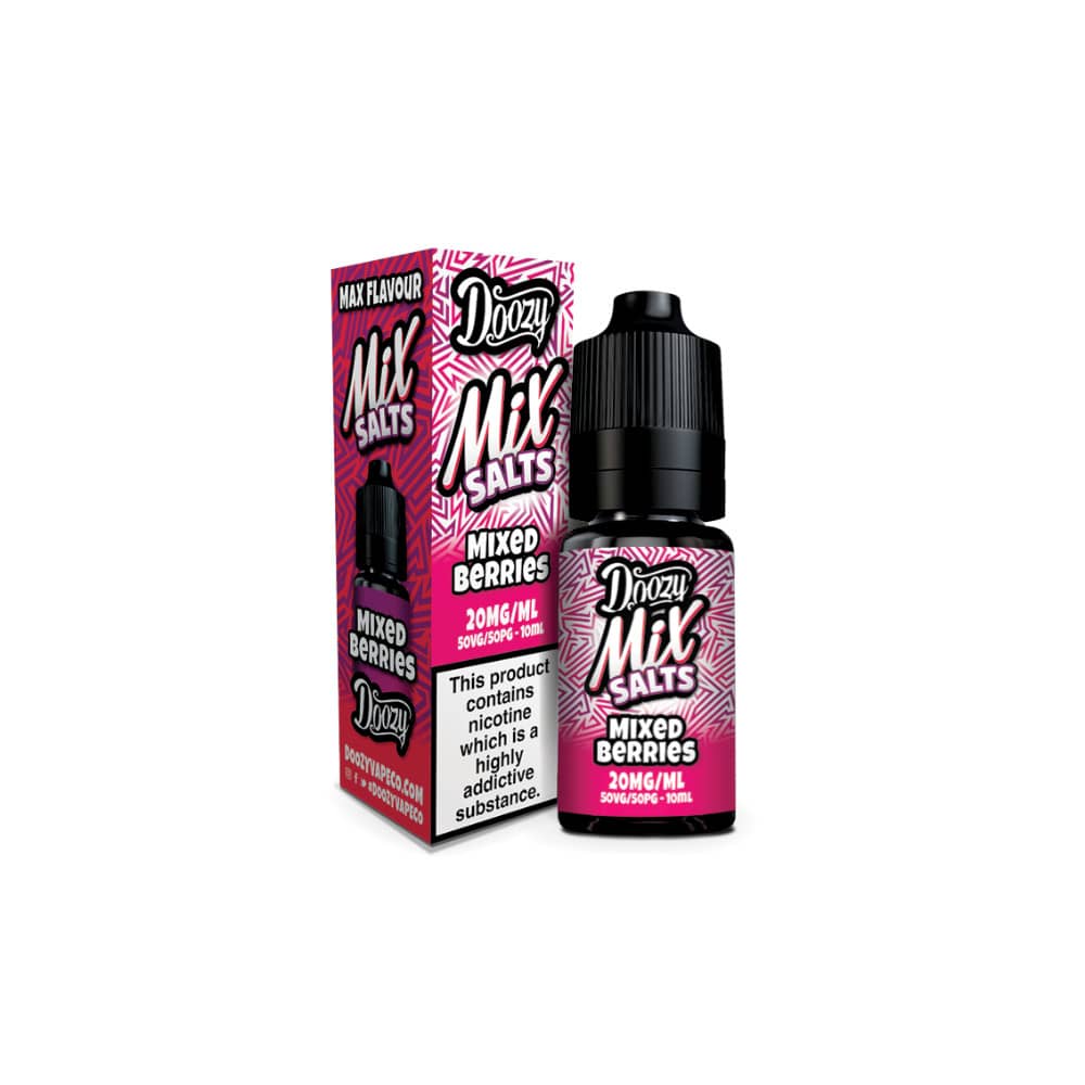 Doozy Mix Nic Salts 10ml e liquids 10ml Box of 10 Mixed Berries 10mg