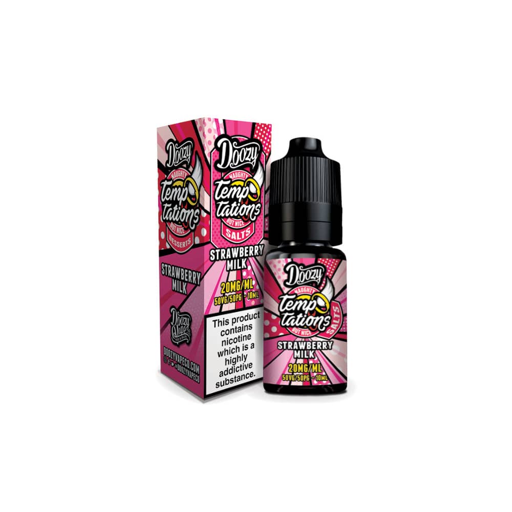 Doozy Temptation Nic Salts e liquids 10ml Box of 10 Strawberry Milk 20mg