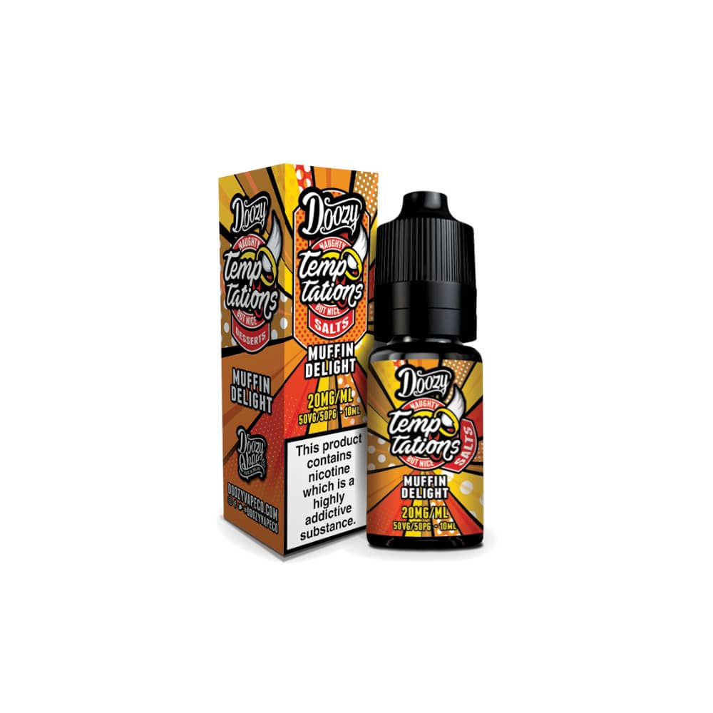 Doozy Temptation Nic Salts e liquids 10ml Box of 10 Muffin Delight 10mg