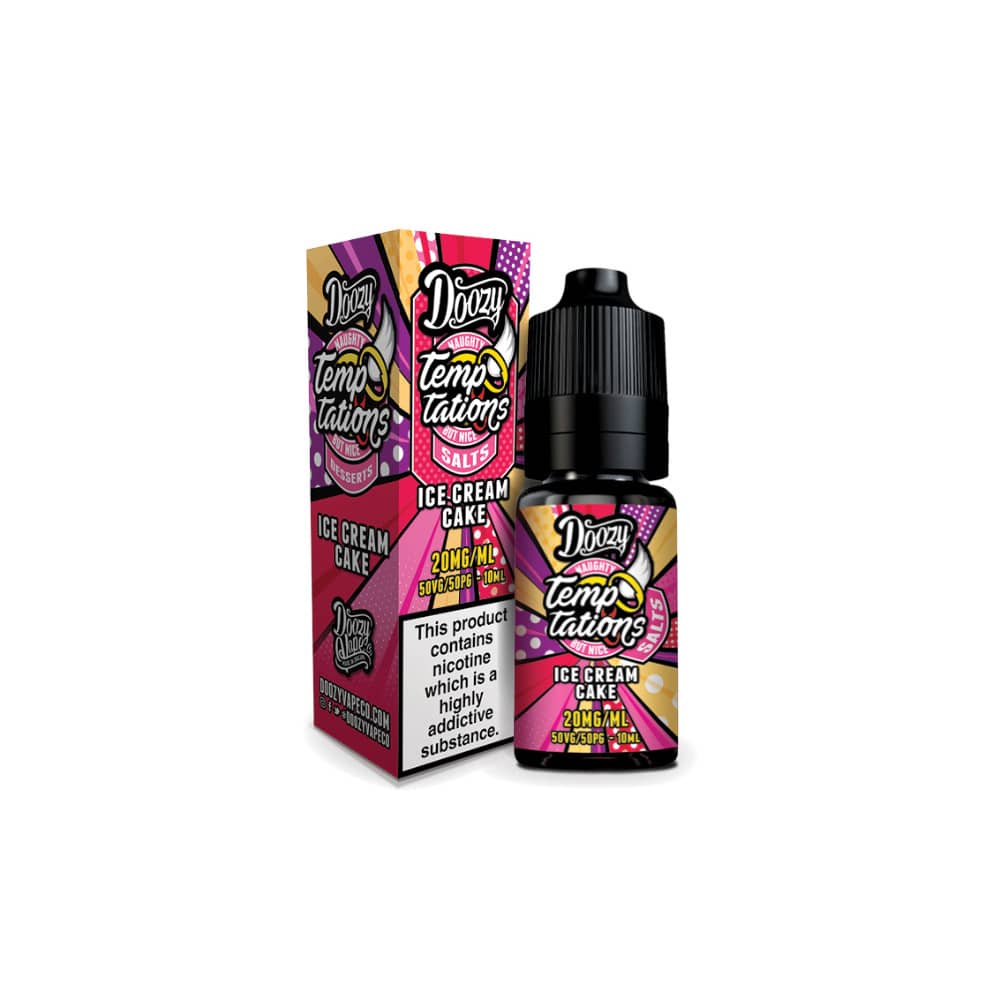 Doozy Temptation Nic Salts e liquids 10ml Box of 10 Ice Cream Cake 10mg
