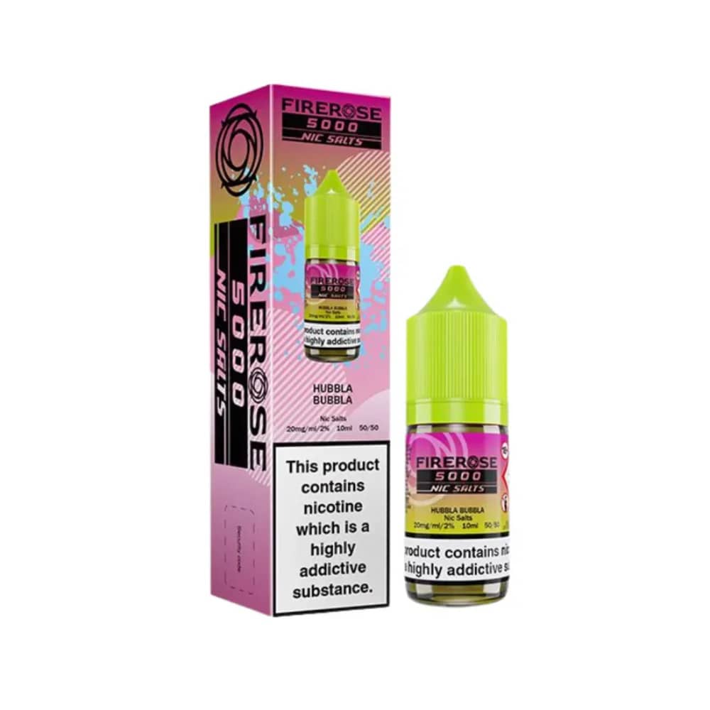 Firerose 5000 Nic Salts e liquids 10ml Box of 10 Hubba Bubba 10mg