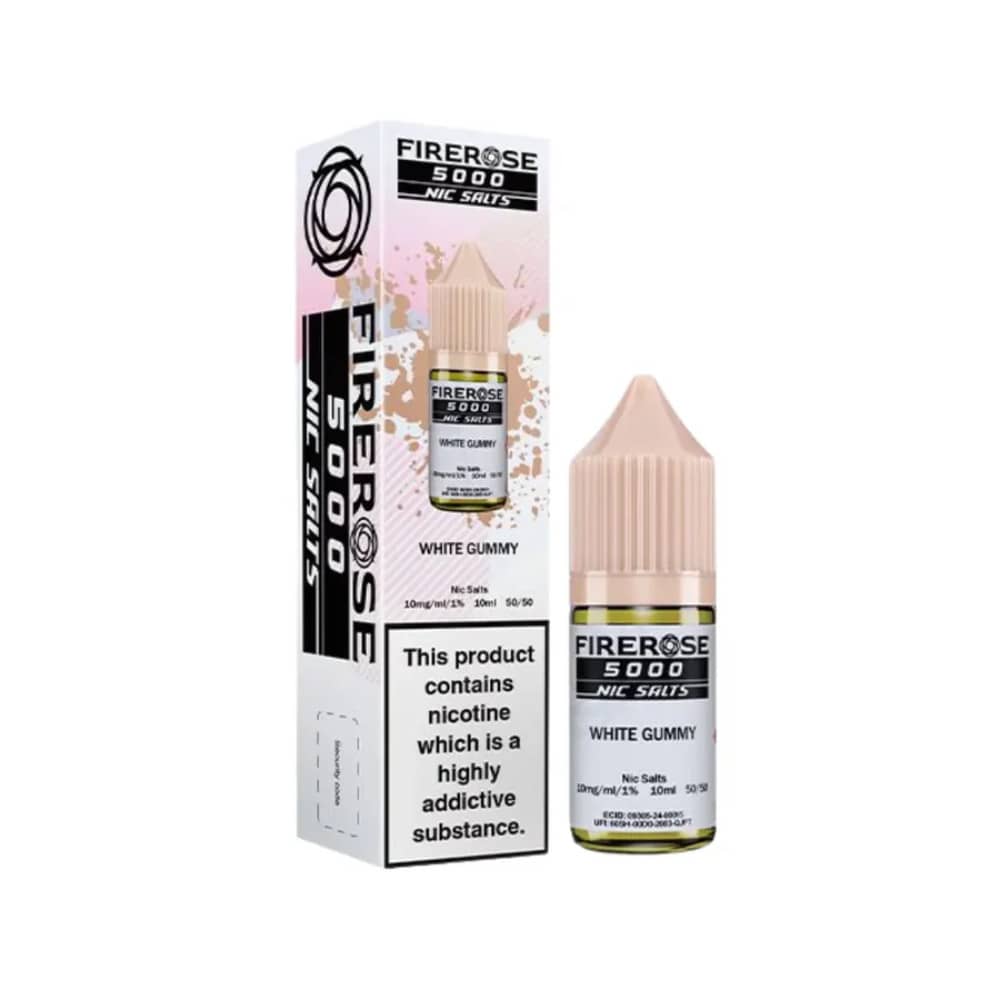 Firerose 5000 Nic Salts e liquids 10ml Box of 10 White Gummy 10mg
