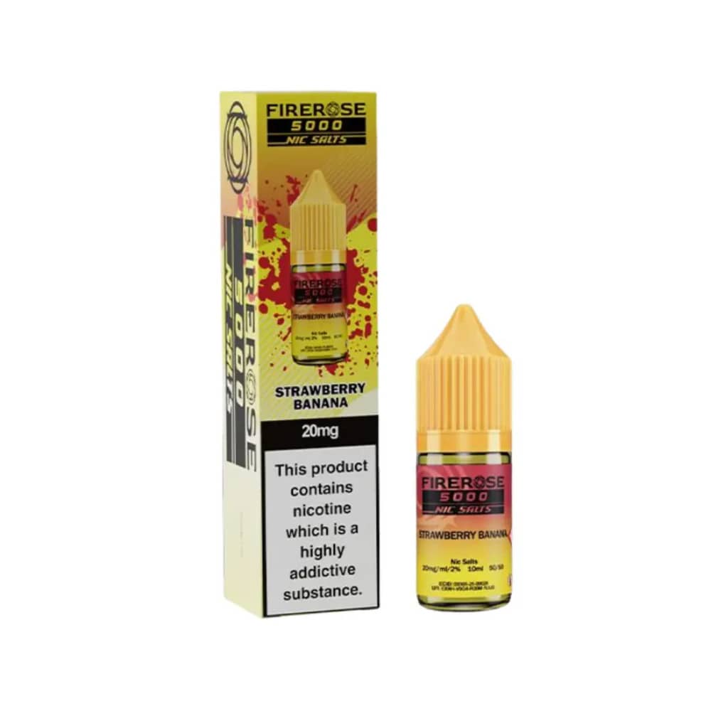 Firerose 5000 Nic Salts e liquids 10ml Box of 10 Strawberry Banana 20mg