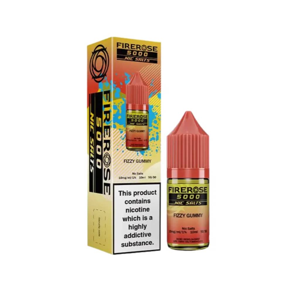 Firerose 5000 Nic Salts e liquids 10ml Box of 10 Fizzy Gummy 10mg