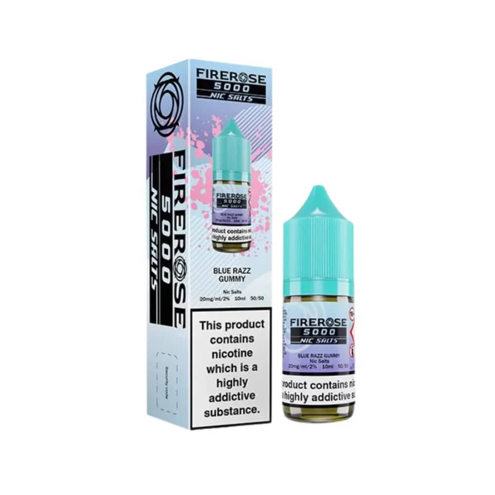 Firerose 5000 Nic Salts e liquids 10ml Box of 10 Blue Razz Gummy 20mg
