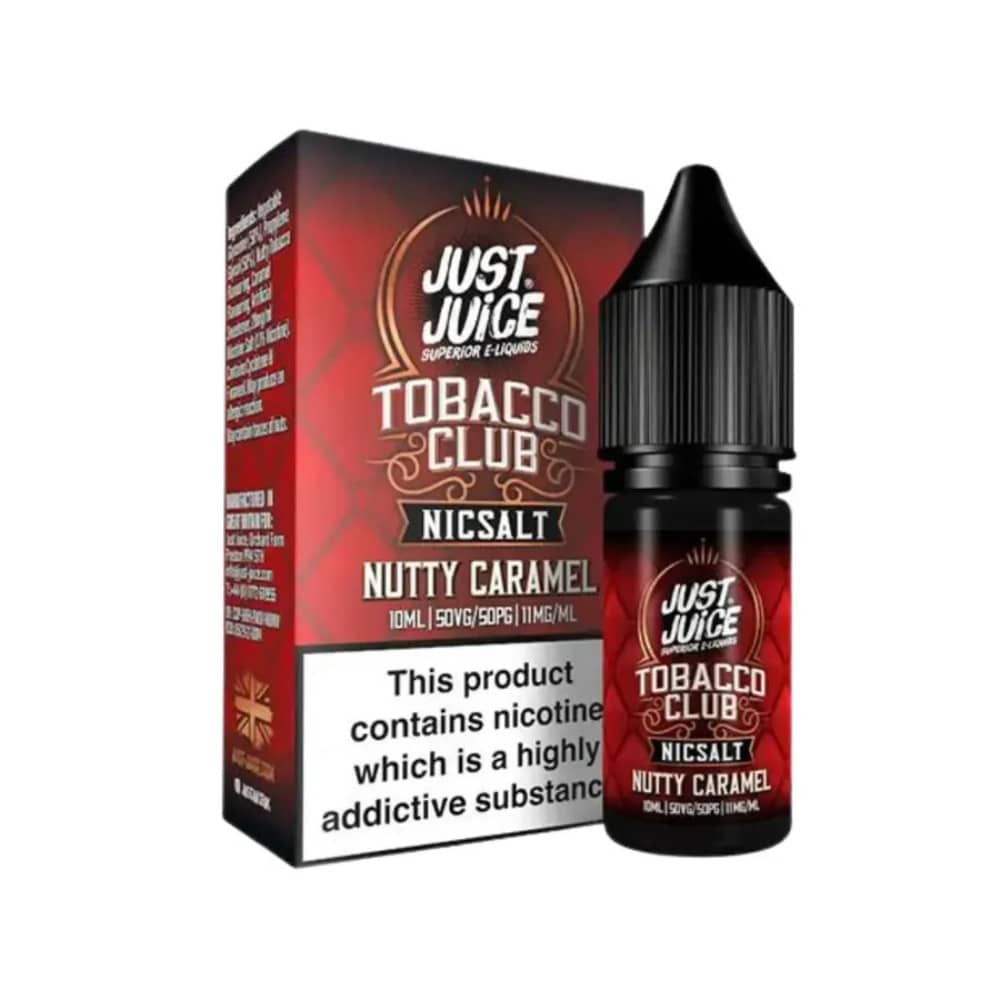 Just Juice Tobacco Club Nic Salts e liquids 10ml Box of 5 Nutty Caramel Tobacco 10mg