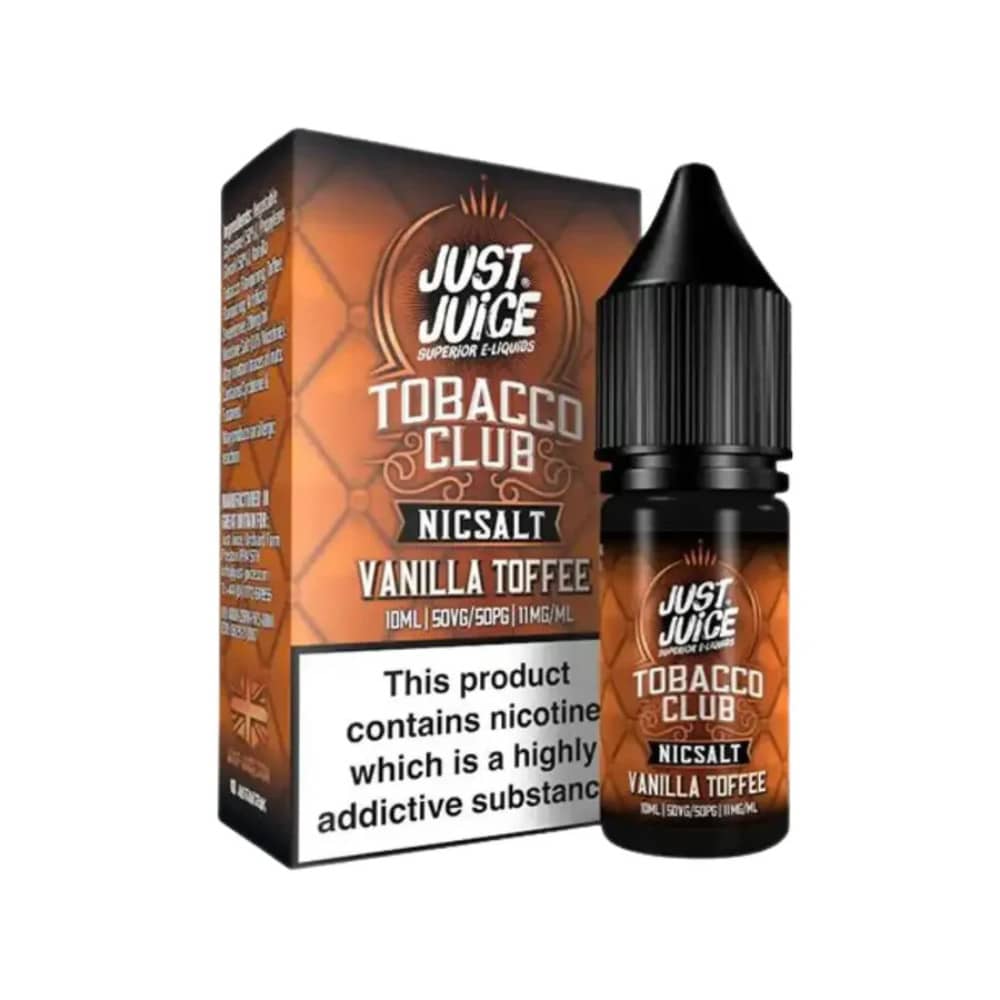 Just Juice Tobacco Club Nic Salts e liquids 10ml Box of 5 Vanilla Toffee Tobacco 10mg
