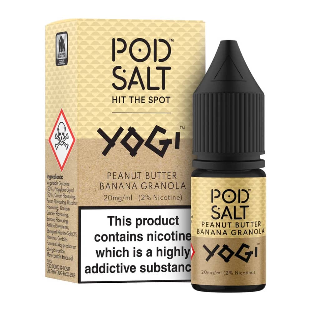 Pod Salt Fusions Nic Salts e liquids 10ml Box of 5 Yogi - Peanut Butter Banana Granola 11mg