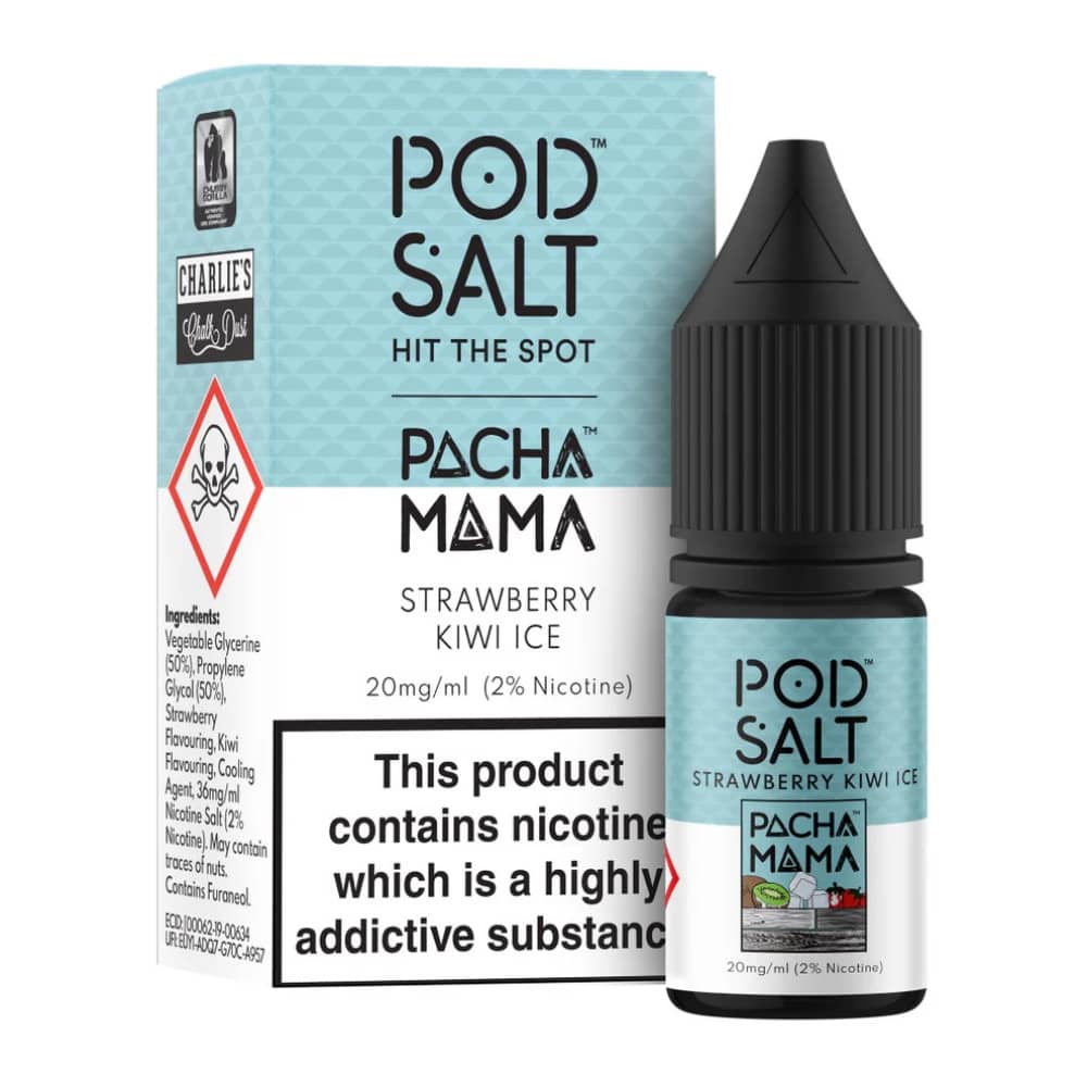 Pod Salt Fusions Nic Salts e liquids 10ml Box of 5 Pacha Mama - Strawberry Kiwi Ice 20mg