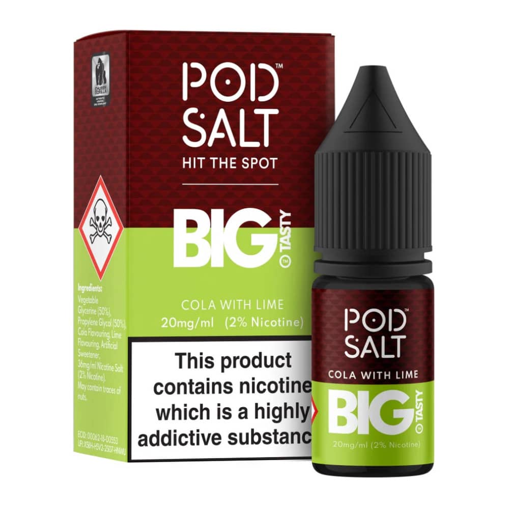 Pod Salt Fusions Nic Salts e liquids 10ml Box of 5 Big Tasty - Cola Lime 20mg