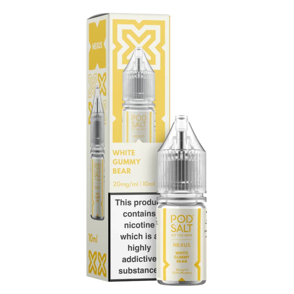 Pod Salt Nexus e liquids 10ml Box of 10 White Gummy Bear 10mg
