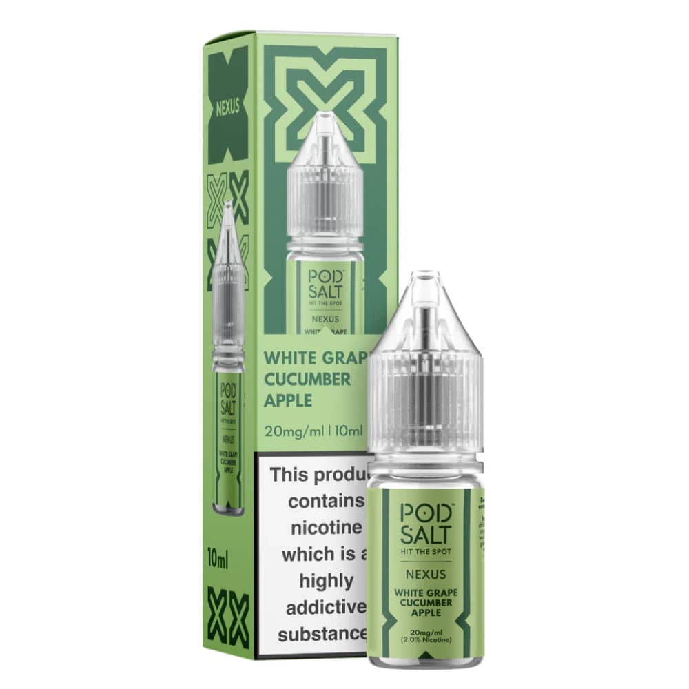 Pod Salt Nexus e liquids 10ml Box of 10 White Grape Cucumber 20mg