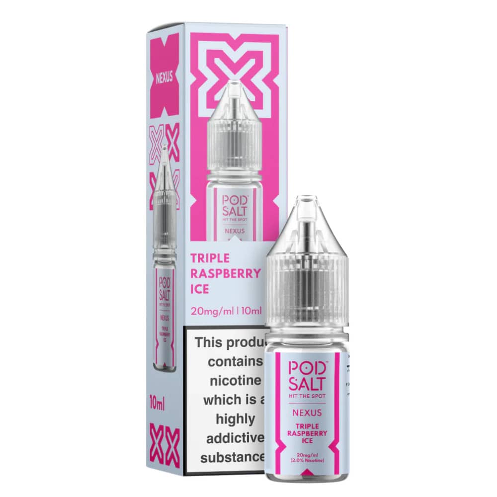 Pod Salt Nexus e liquids 10ml Box of 10 Triple Raspberry Ice 10mg
