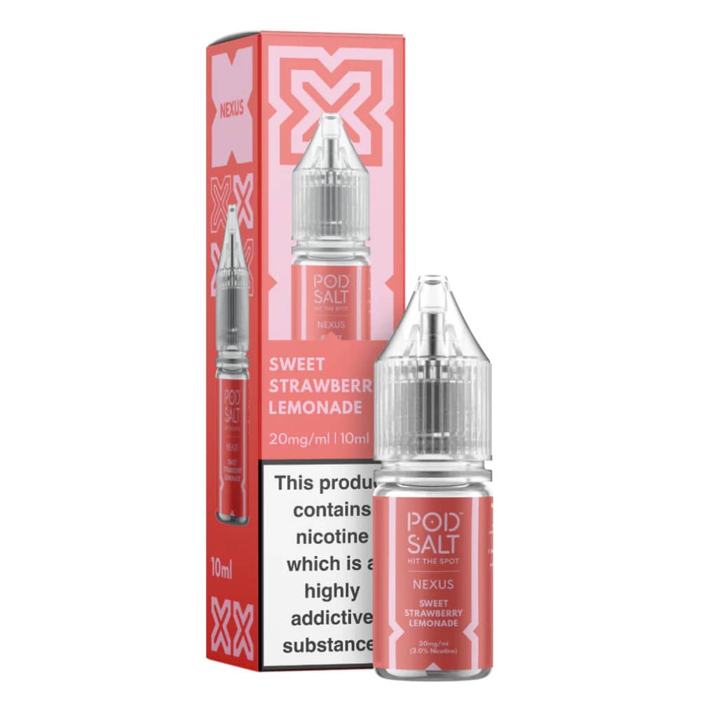 Pod Salt Nexus e liquids 10ml Box of 10 Sweet Strawberry Lemonade 10mg
