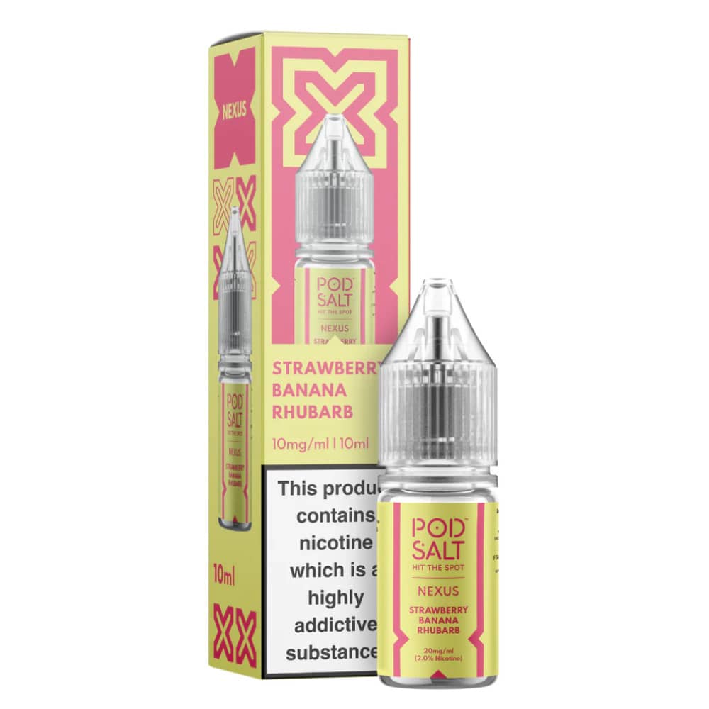 Pod Salt Nexus e liquids 10ml Box of 10 Strawberry Banana Rhubarb 20mg